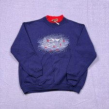 Vintage Top Stitch by Morning Sun M Petite Blue Cardinal House Snow Sweatshirt