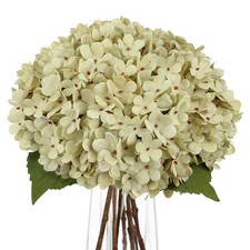 6Pcs Vintage White Hydrangea Artificial Flowers Faux Real Touch Beige Hydrang...