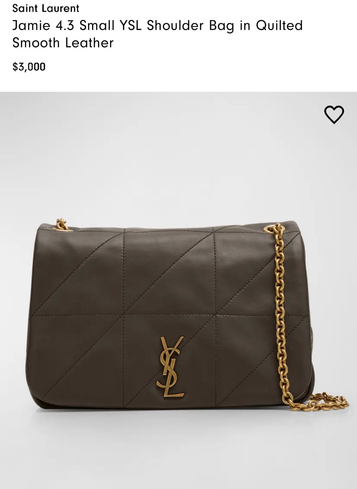 SAINT LAURENT Borsa a tracolla Jamie 4.3 piccola YSL in pelle liscia trapuntata