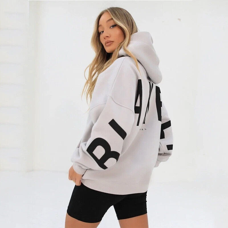 Women's Blakely Print LooseSports Hoodie Hooded Sweatshirt Pullover Long Sleeve - Image 4 of 4