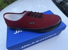 Jack & Jones Classic Vintage Curtis Designer Plimsol Trainers Burgundy size 10UK
