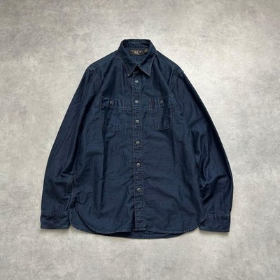 RRL Indigo Garment Dye Work Shirt S Navy Cotton Made in Philippines Japan