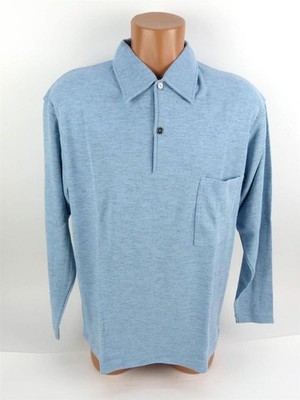Modell Contina Herren Freizeit Shirt M | 7 Poloshirt hellblau langarm neuw. (EB)