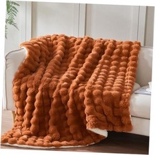 50x60 Inches Ultra-Soft Fuzzy Faux Fur Plush Throw 50" x 60" Bubble Brown