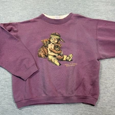 VTG Alore Sweatshirt Youth 14-16 Purple Land O Lakes WI Native Bear Graphic Crew