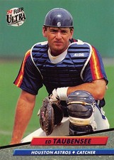 Eddie Taubensee 1992 Ultra 497 Houston Astros Rookie Baseball Card. rookie card picture