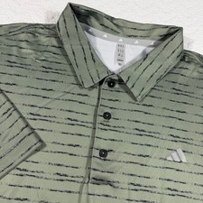 Adidas Mens Ult Polo Stripe Aop Golf Shirt XL Silver Grn Style Advr0871 NWT