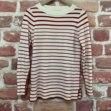 Ann Taylor Loft Sweater Womens Small Red White Striped Casual Knit