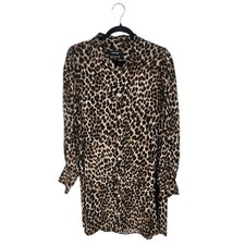 Karen Kane Leopard Print Button Down Shirt Womens MP Brown Excellent