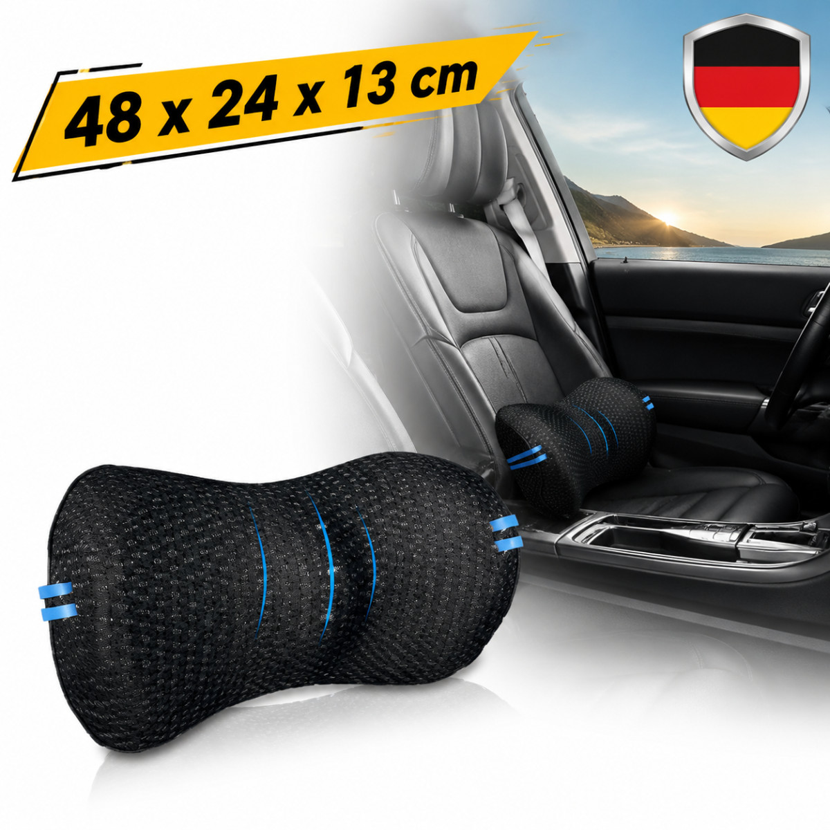 Cuscino Lombare Design Ergonomico Memory Foam per Seggiolino Auto Ufficio Lavabile 4d - Immagine 1
