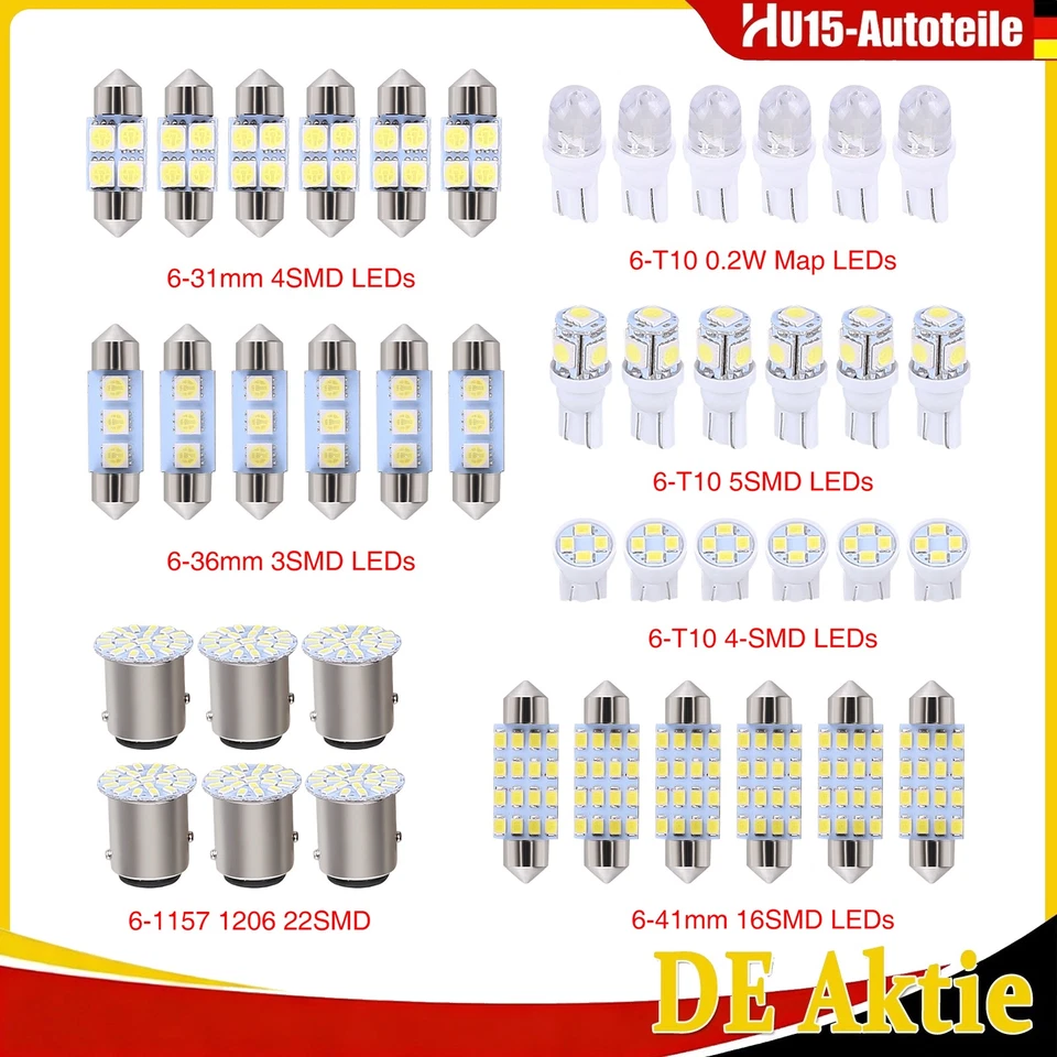 42pcs STÜCK Innenraumbeleuchtung Lampe Auto LED Licht SMD Birne Leselicht Lampe - Bild 1 von 4