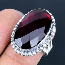 Mozambique Garnet Handmade 925 Sterling Silver Jewelry Ring US Size 7.5