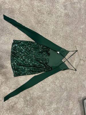 Beautiful Forest Green Mini Homecoming Dress Size Medium Zip Up & Bow In  Back | eBay
