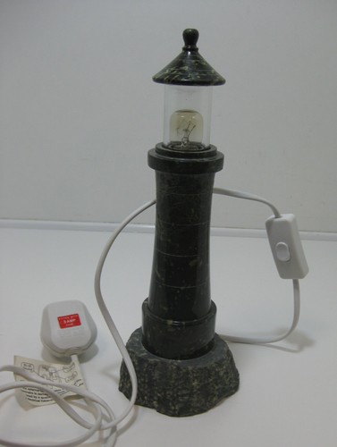 Leuchtturm Tischlampe 30 cm hoch Cornish Serpentin Stone komplett mit Verkabelung