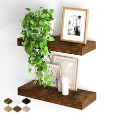 2 PCS 20 Inch Floating Shelves Wall Hanging Invisible Brackets Wood Brown