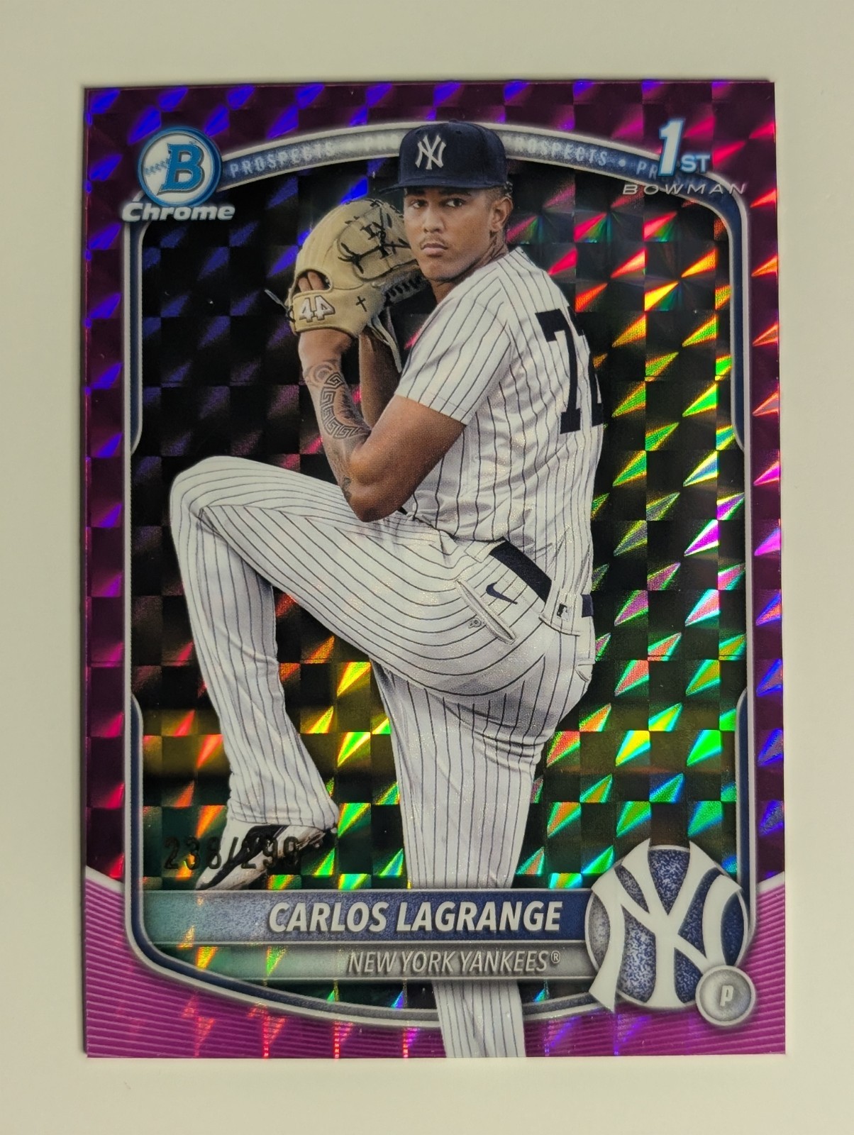 2025 Bowman Chrome Carlos Lagrange 1st Fuchsia Geometric /299 Yankees