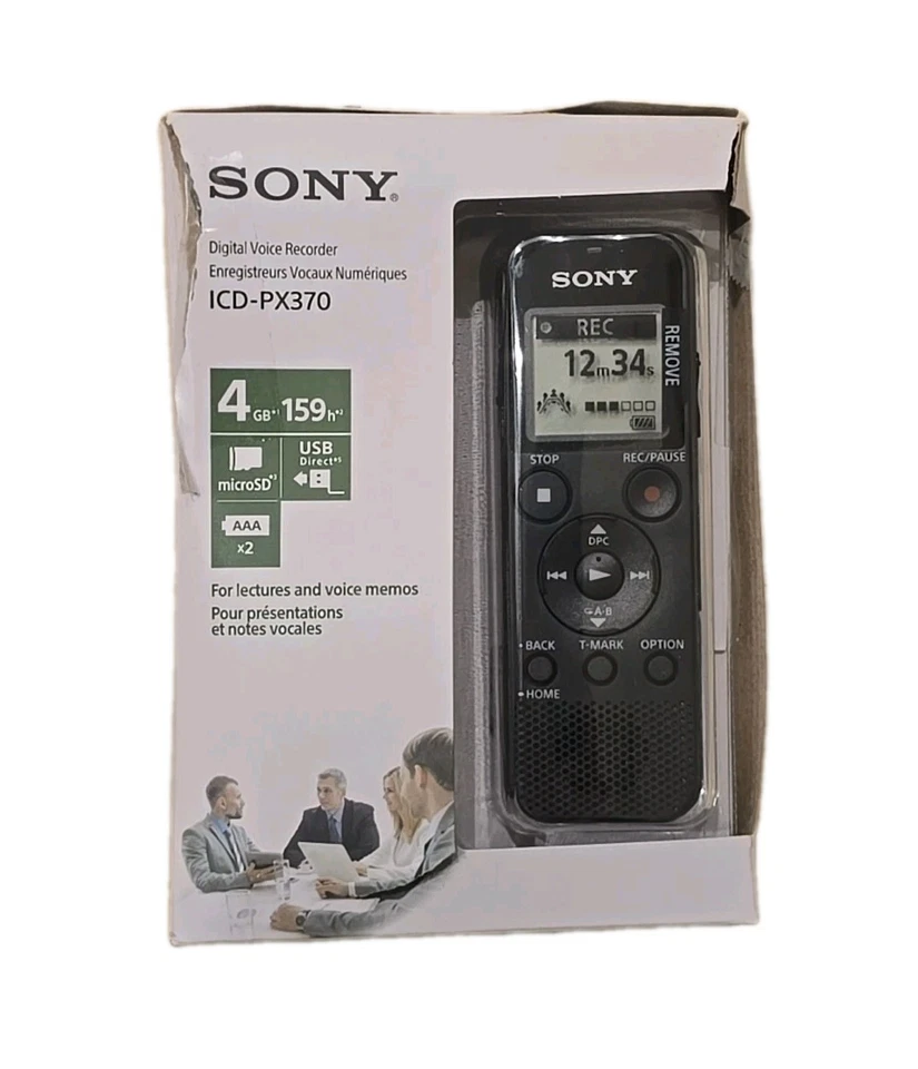Sony ICD-PX370 Digital Voice Recorder 4 GB Black ICDPX370. *OPEN BOX* READ - Image 3 of 3