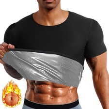 Men Sauna T-Shirt Heat Trapping Sweat Compression Vest Workout Sport Shaper Top