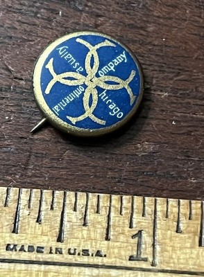 Continental Casualty Company Chicago 5/8 in Dia. Celluloid, Backing Paper