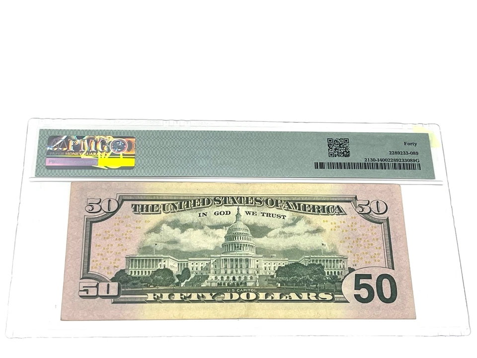 2006 $50 Fifty Dollars, FEDERAL RESERVE NOTE Minneapolis, COLOR, 'PMG 40'(#101) - Image 2 of 2