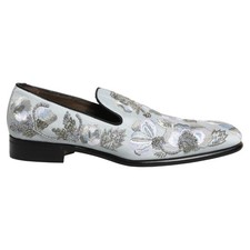 DOLCE & GABBANA Shoes White Floral Embellished Men Loafers EU43 / US10 13430usd