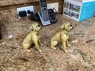 Set of 2 Vintage Boxer Dogs Sitting Decorative Figurine Statue Tan 5.25" High — photo 2