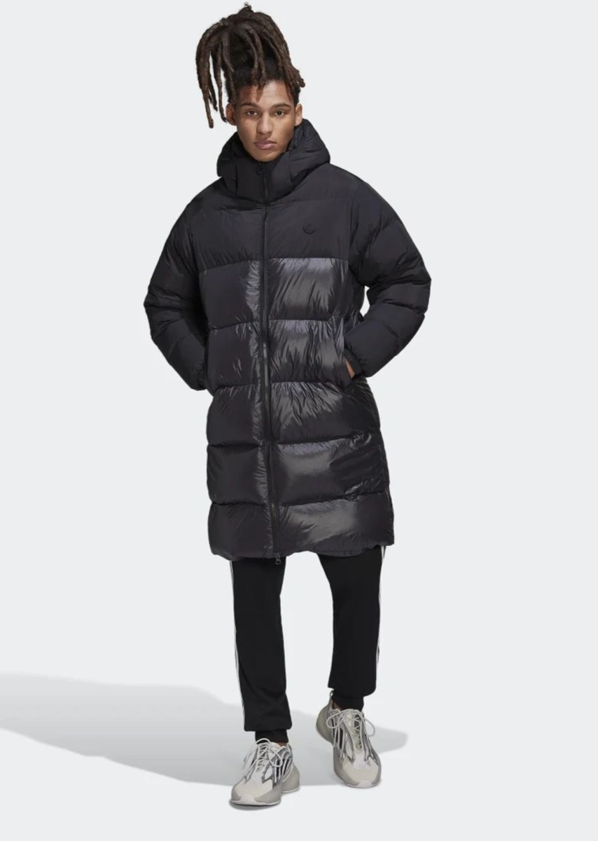 ADIDAS ORIGINALS REGEN DOWN FILL FULL ZIP LONG PUFFER JACKET BLACK