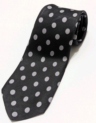 Vintage Kinsley Maxfield Clothier Greeley Silk Tie Navy w/ White Polka Dots 80s
