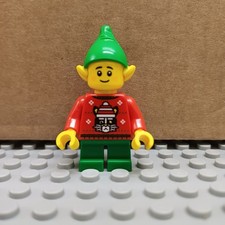Lego Christmas Elf Minifigure With Holiday Cat Sweater Jumper hol386 From 41843