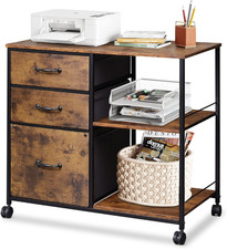 3 Drawer Mobile File Cabinet, Rolling Printer Stand with Open Storage Shelf, Fab