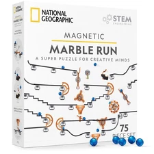 Magnetic Marble Run 75-Piece STEM Building Set for Kids and Adults