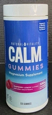 120 NATURAL VITALITY CALM GUMMIES, MAGNESIUM SUPPLEMENT, RASPBERRY-LEMON, 11/25