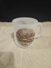 Vintage Glasbake Mug Currier And Ives "American Farm Scene“ Milk Glass