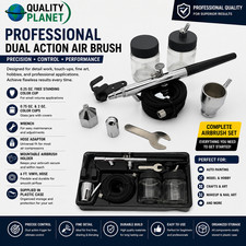 Professional Dual Action Air Brush Kit w/ Cups Hose Case