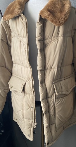 Walls Blizzard Pruf Puffer Jacket Men L Insulated Quilted Lined Fur Collar Tan - Picture 15 of 18