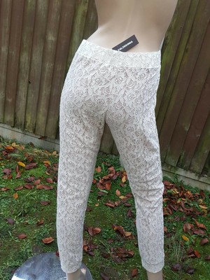 CALZEDONIA Beige Lace Ladies Leggings. Size S / 8-10 RRP £25 | eBay