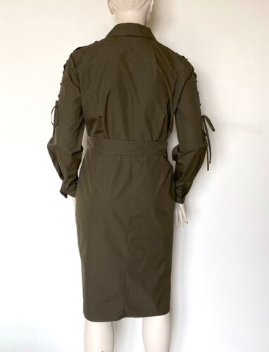 MAX MARA, Belted Cotton Dress in Khaki, Size 14 US, 16 GB, 44 DE, 48 IT - Picture 16 of 20