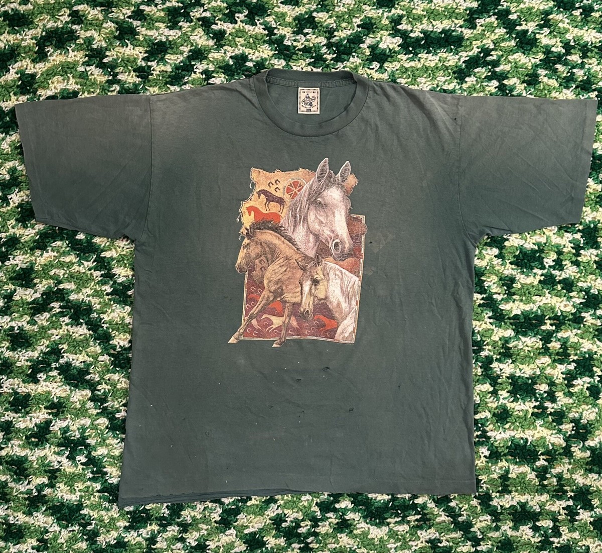 Vintage Horse Head Single Stitch T Shirt Mens Size XL Made