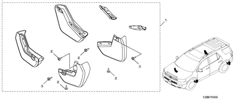 🔥New! Genuine Honda 2026 Passport - Splash Mud Guards Set (08P00