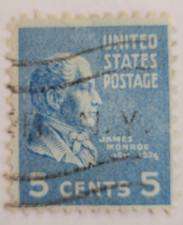 United States Postage Stamp ~ James Monroe ~ 5₵ Blue ~ Posted ~ c.1938 - 23