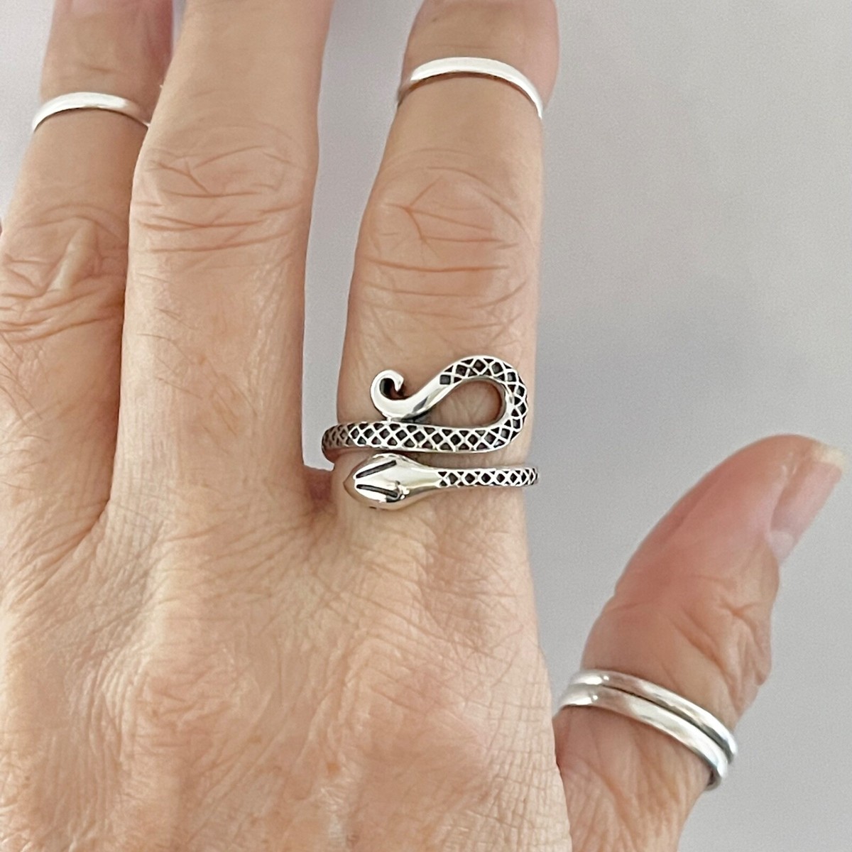 Sterling Sterling Snake Ring, Silver Ring, Reptile Ring, Animal 