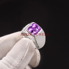 Natural Amethyst Gemstone with 925 Sterling Silver Ring for Men's 4892