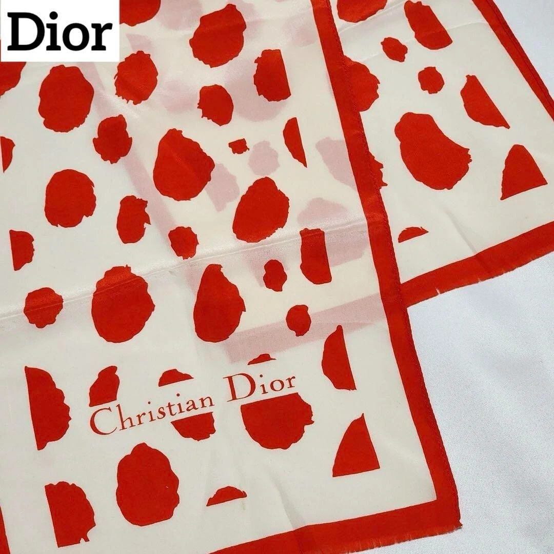 Étole Christian Dior soie motif dalmate taille 44,8 pouces x 7,8 pouces utilisée au Japon