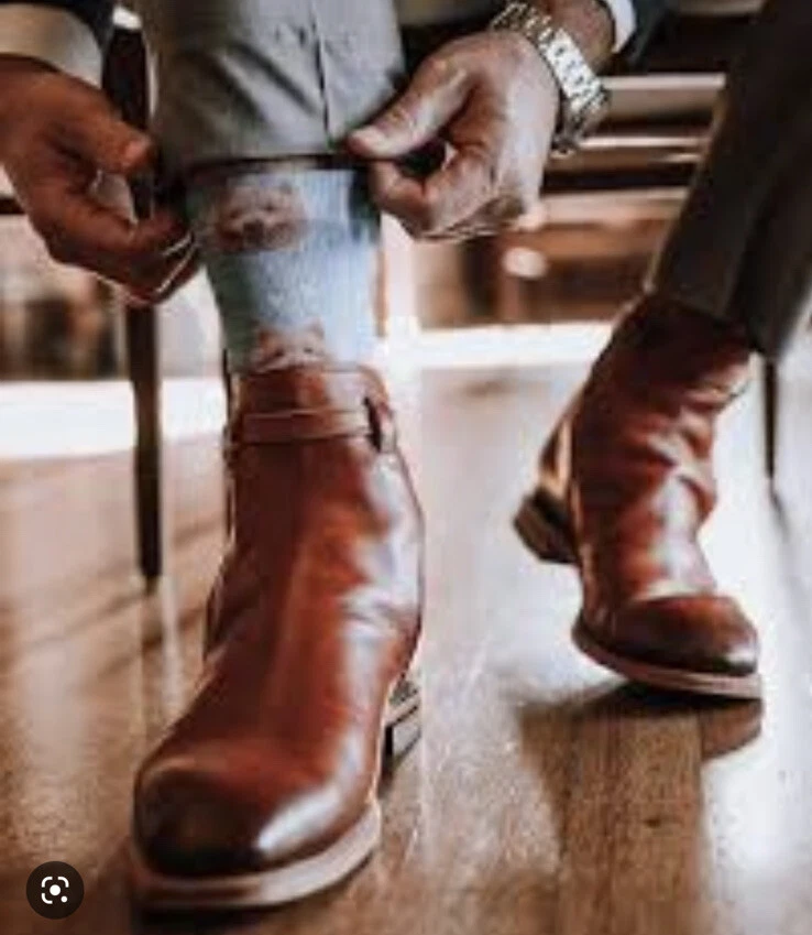 $650 R.M. Williams 7.5 41 Cognac Brown Stockman Buckle Boots Leather  Burnished