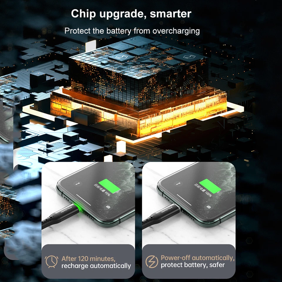 For iPhone XS 11 12 13 14 Pro Max SE 8 7 Auto Power Off Cable Charger Data Cord - Image 4 of 4