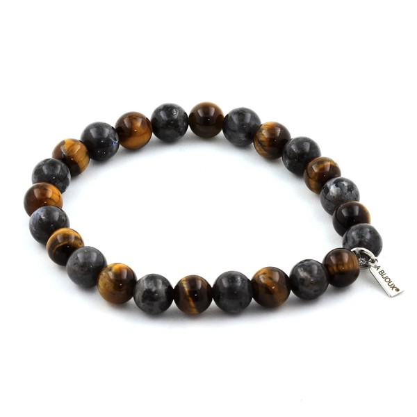 Armband Perlen Labradorit + Tigerauge 8 Mm. Hergestellt In Frankreich.-image