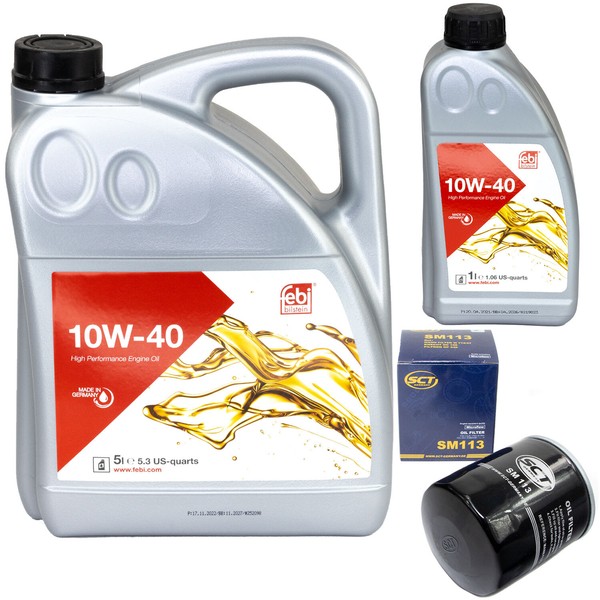 MotoröL Set Febi SAE 10W-40 6 Liter + ÖLfilter SM 113 FüR Peugeot Renault-image