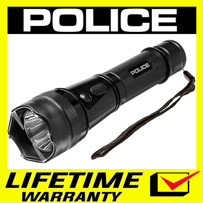 POLICE Metal Stun Gun 1109 Heavy Duty Rechargeable LED Flashlight Self Defense
