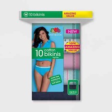 Fruit of the Loom Women's 10pk Cotton Bikini Size M Assorted ----------E20------