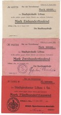 GERMANY LÖBAU 3 X GUTSCHEINE 1923 NOTGELD EMERGENCY MONEY LOOK SCANS